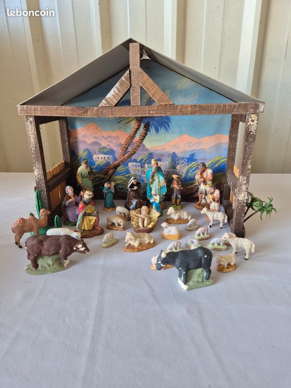 12 Anciens Santons De Crèche De Noël DEVINEAU - Boeuf Floqué Lodève 34700