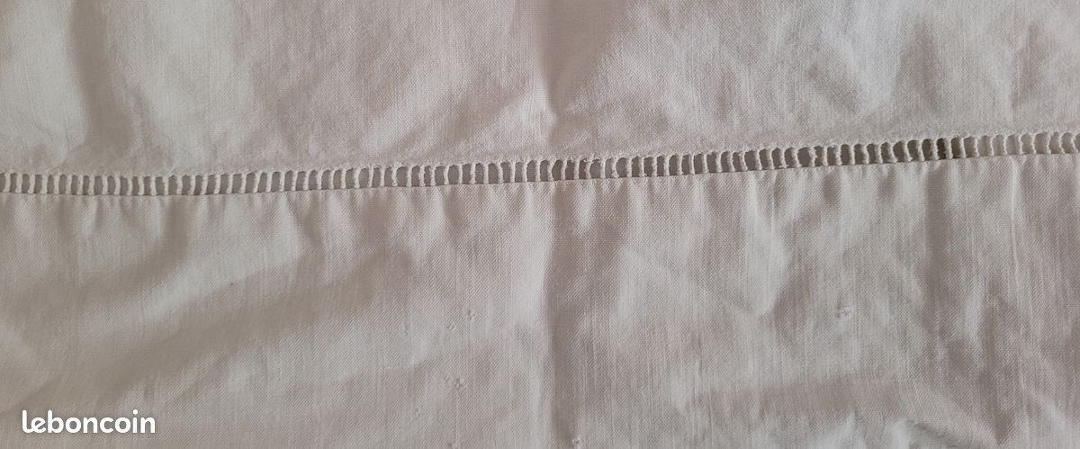 1 drap blanc ancien en toile de coton – 270 cm x 160 cm - bon état (image 1)