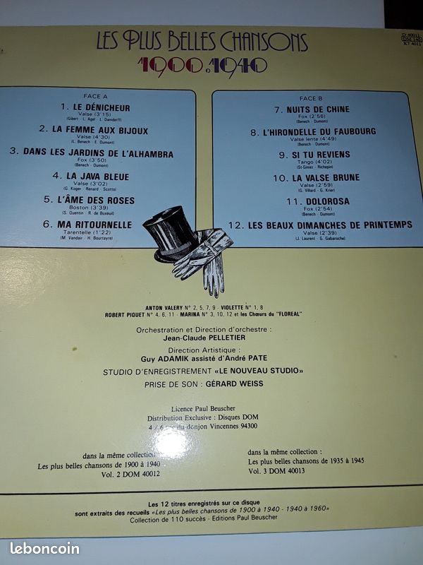 1900/1940 les plus belles chansons volume 1(hj) (image 2)