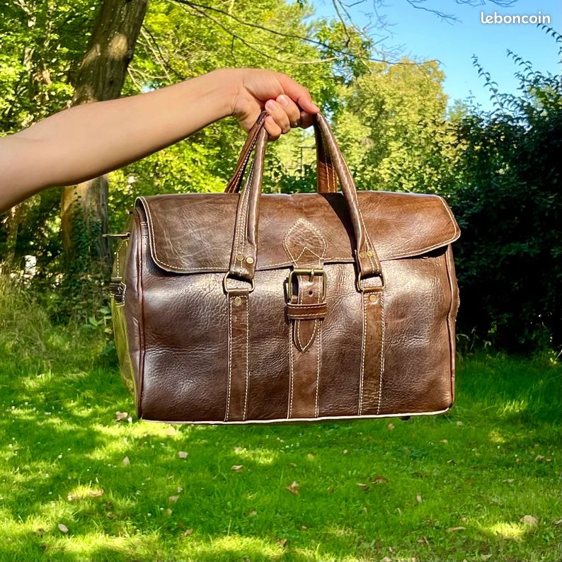 Sac en cuir voyage hommes Gym bagages Duffel nuit Duffle S Vintage