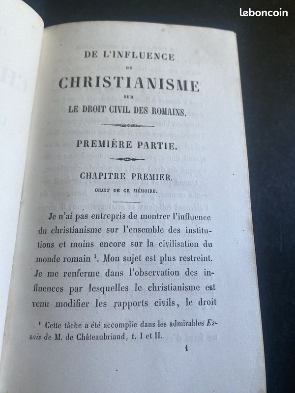 Troplong, Christianisme et droit civil des Romains, 1855, demi-cuir (image 4)