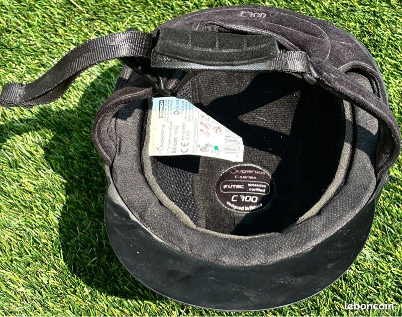 Casque D'équitation Fouganza Velours Noir - Taille 6 7/8 (56 Cm) - État Correct