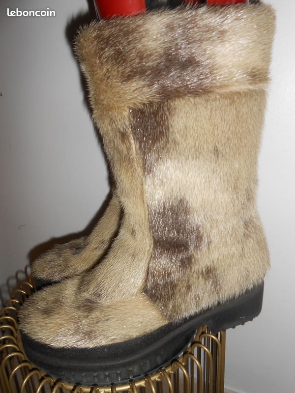 Bottes Yéti après ski vintage fourrure made in France - Chaussures