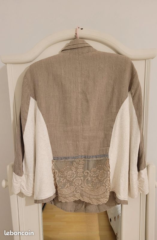 Veste Fantaisie En Jean Et Voile Beige Elisa Cavaletti - Taille S (36) - Occasion Très Bon état - Style été/hiver