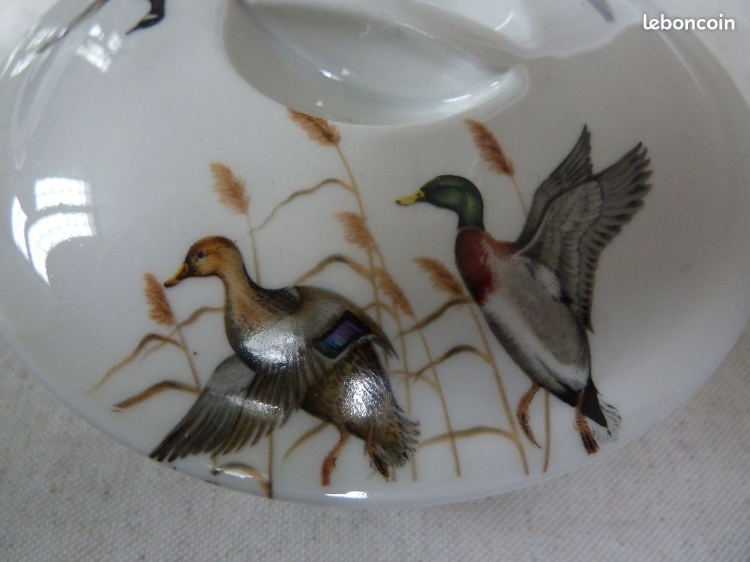 Joli sucrier décor couple de canards porte bonheur porcelaine de Paris (image 3)