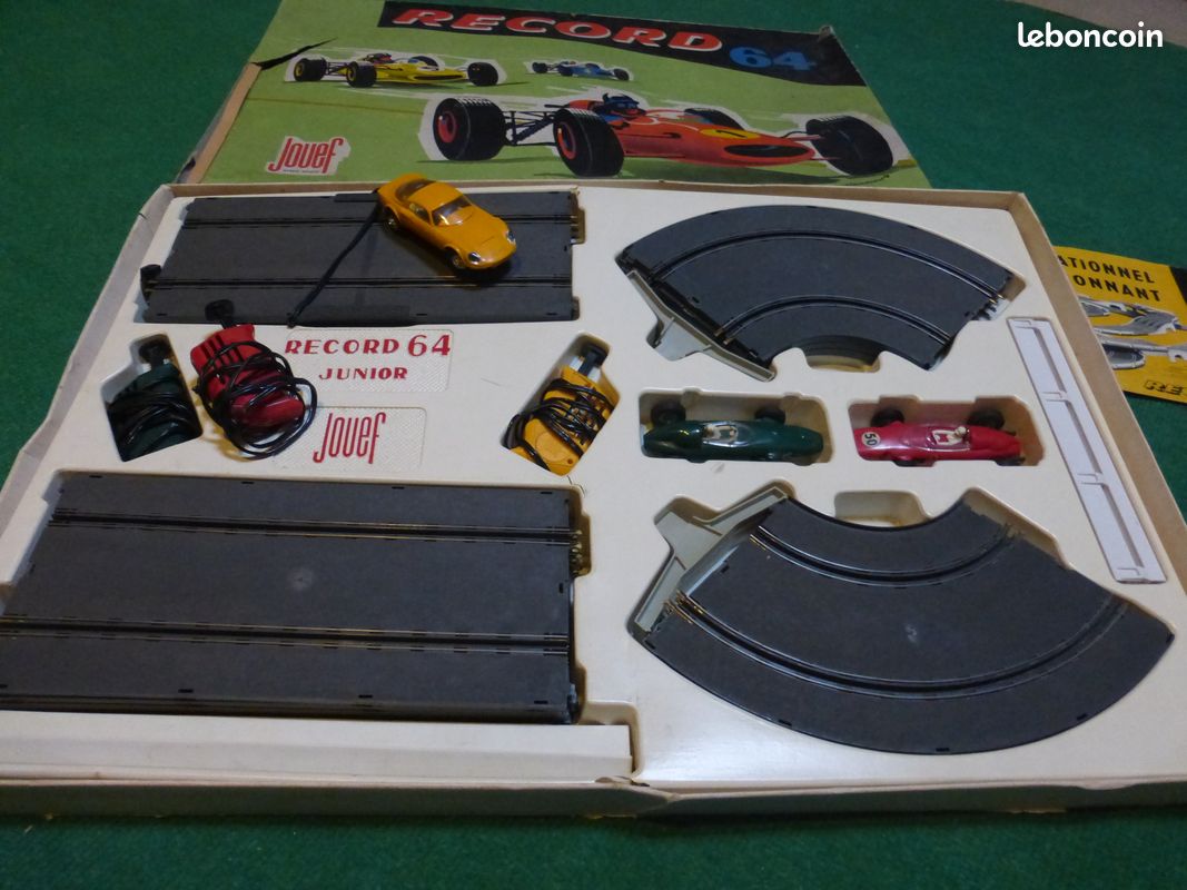 Circuit Voiture Jouef Record 64 Junior BRM F1 Vert/jaune – Bon état D'origine