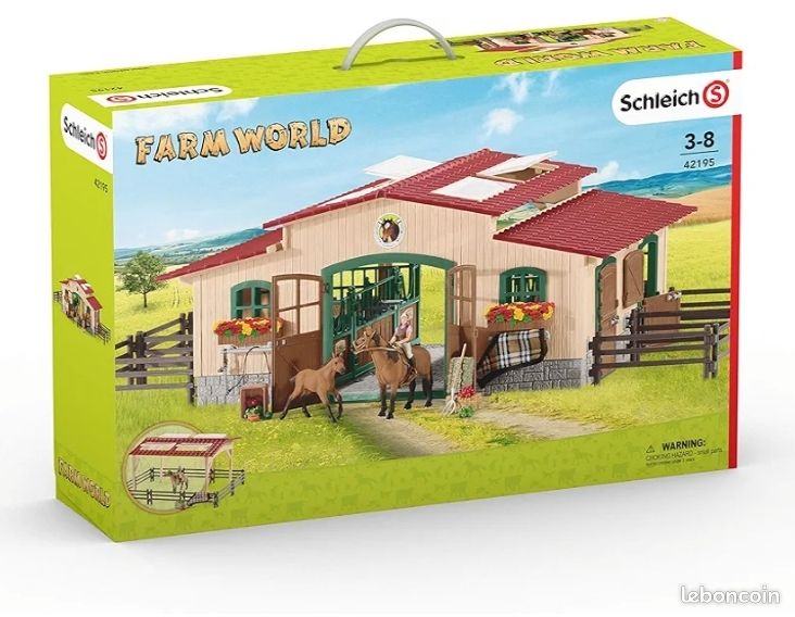 Écurie Ranch Schleich +pré pour chevaux avec portail+ course d'entraînement et d'agilité+ chevaux et poulains supplémentaires (image 4)