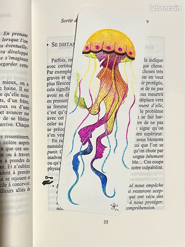 Marque-page aquarelle méduse (image 1)