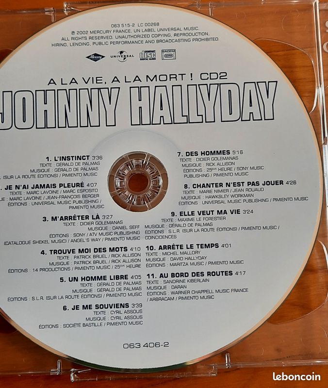 2 Cd johnny A la vie à la mort (image 4)