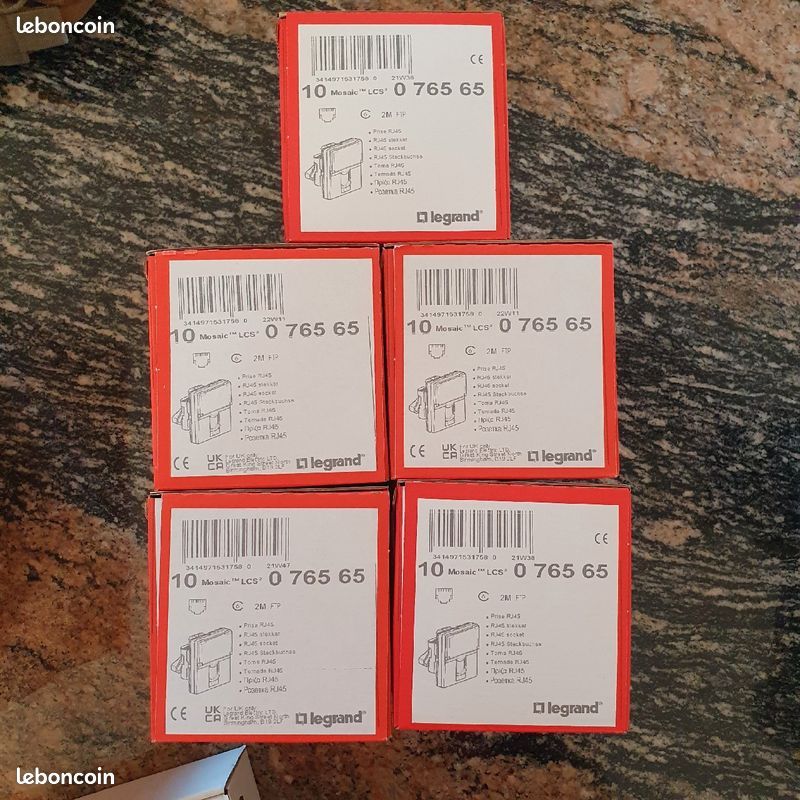 Legrand 079165L - Mosaic Prise RJ45 Catégorie 6 FTP 2 modules Noir