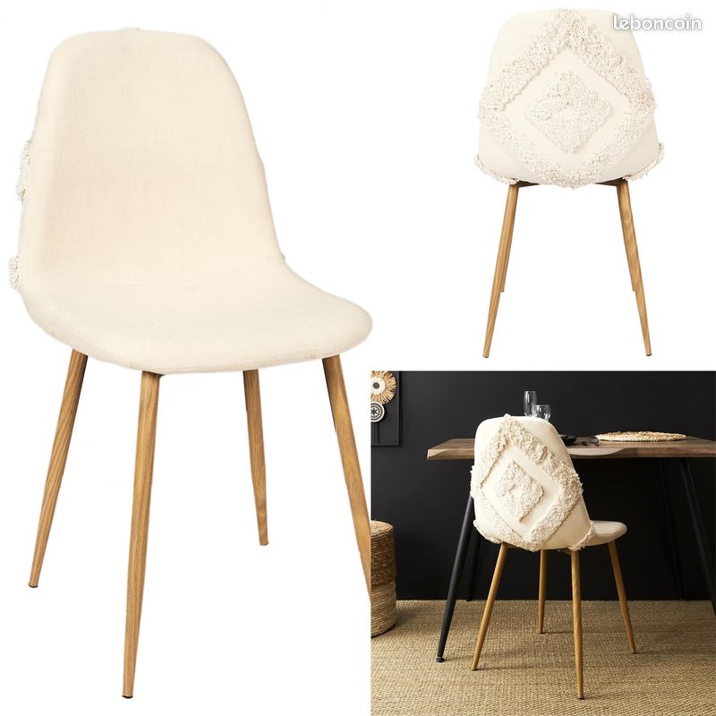 Lot de 4 Chaises faro pieds métal imitation bois (image 1)