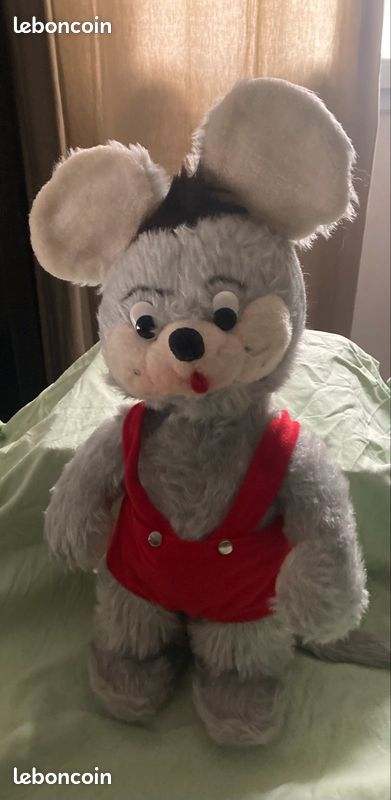 Grand Doudou Souris 52 Cm - Peluche Vintage - État Comme Neuf