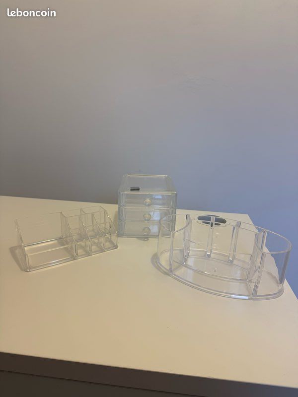 Lot de rangement/ organisateur à maquillage en acrylique épais transparent (image 1)