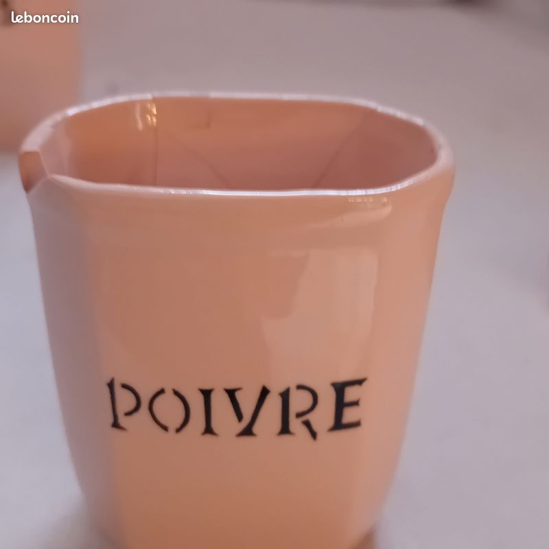Série de pot de cuisine faïence Digoin Sarguemines de Type Beaujeu rose-crème (image 16)