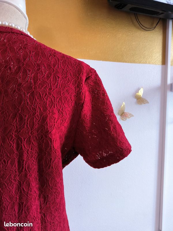 Haut rouge Etam vintage dentelle (image 9)