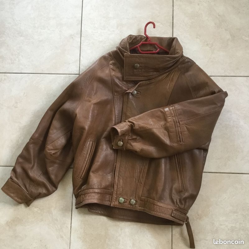 Blouson en cuir HOMME marron clair taille L/XL (image 3)