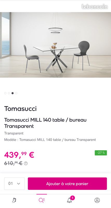 Table bureau Tomasucci Verre Transparent (image 2)