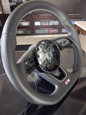 Volant Plat Sportif Audi Sline OEM D'occasion - Multifonction, Airbag, Cuir Noir