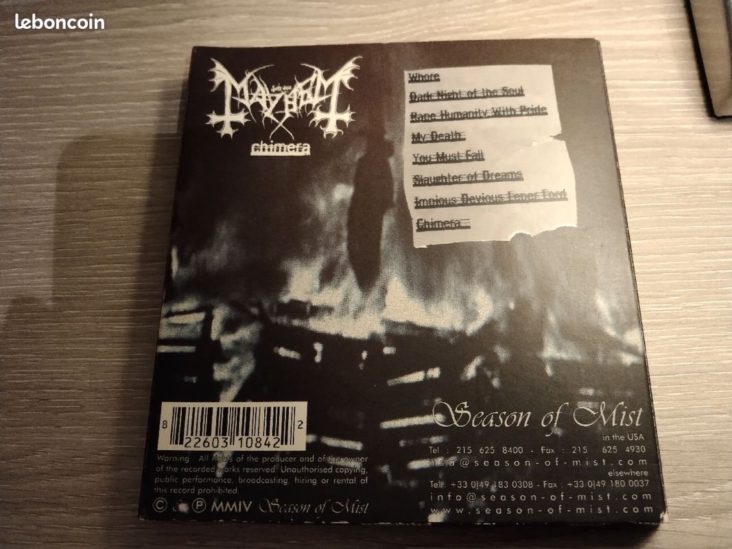 CD Mayhem - Chimera édition limitée 2004 / black metal (image 2)