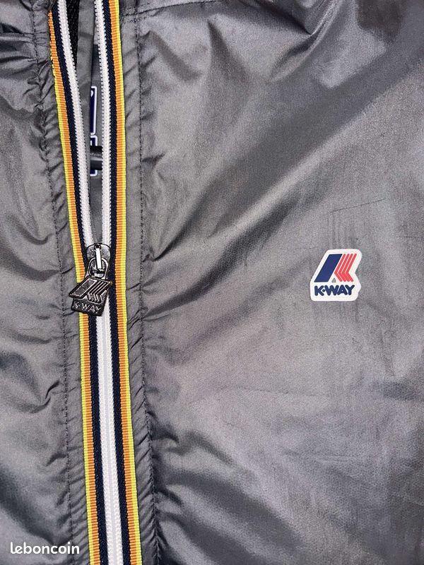 K-Way Le Vrai Claude Azur foncé Veste de pluie coupe-vent pliable à  fermeture éclair intégrale pour enfant