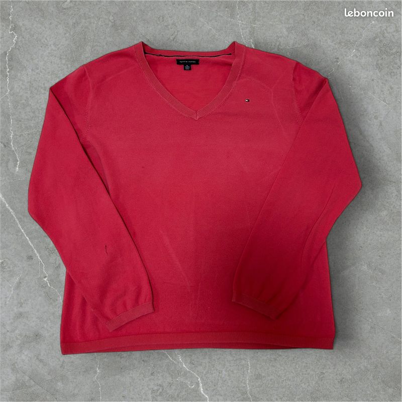 Pull tommy hilfiger femme col v taille xl rouge Vêtements