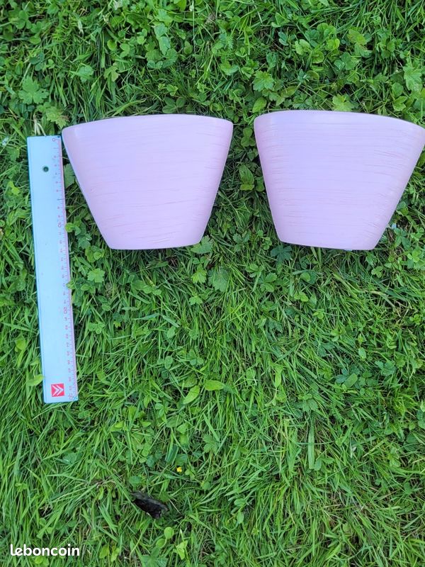 Cache pot blanc et rose (image 4)