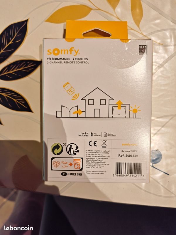 Télécommande Somfy Keypop 2 RTS NEUVE (image 2)