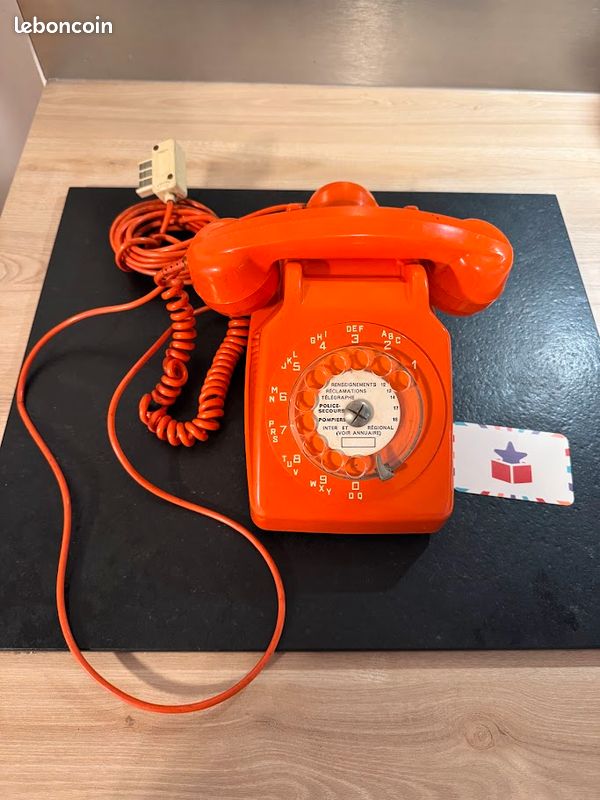 Téléphone Vintage Elektrim Orange - Années 70 - Style Socotel - Fabriqué En Pologne