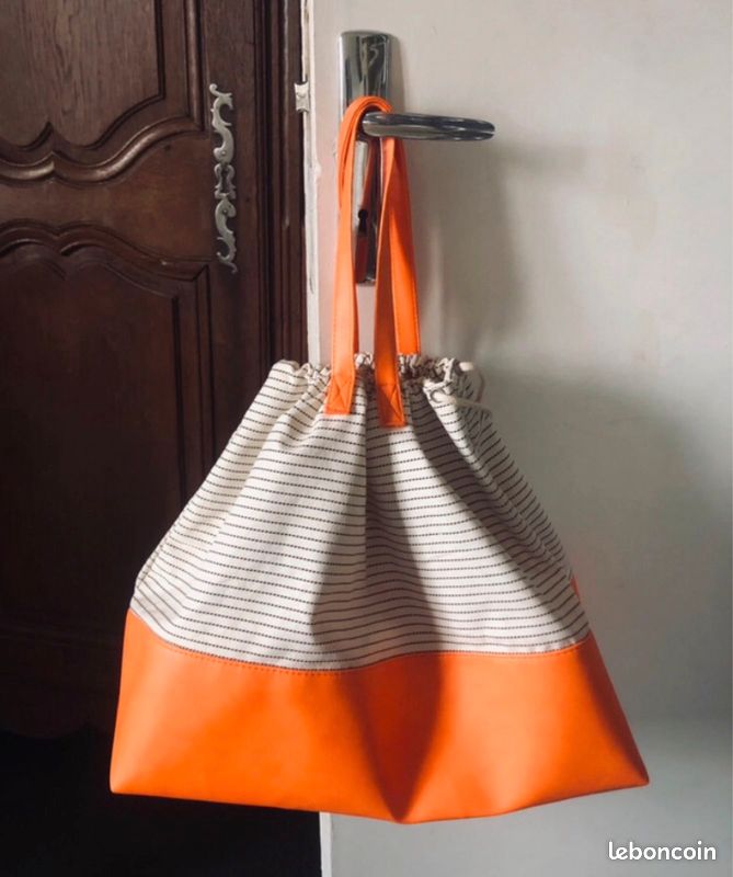 Grand cabat sac de plage bourse orange Avène neuf (image 4)