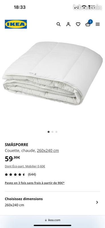 Couette 260x240 IKEA (image 1)
