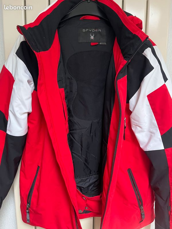 Veste Spyder Garçon Taille 16 - Rouge Et Ivoire - Imperméable Avec Capuche - Très Bon état