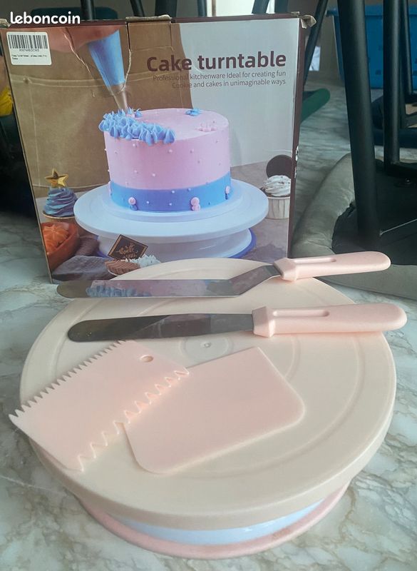 Plateau Tournant à Gâteau 28cm - Support Décoration Pâtisserie - Plastique Alimentaire - Rotation Douce