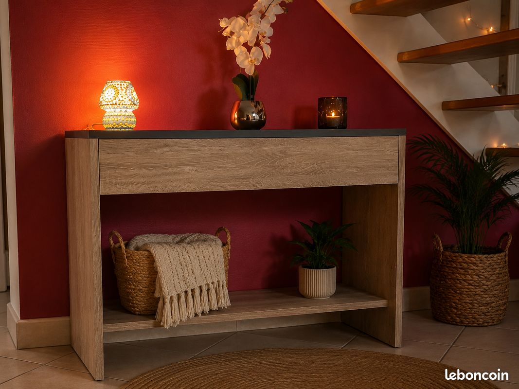 Console moderne bois clair – très bon état (image 1)