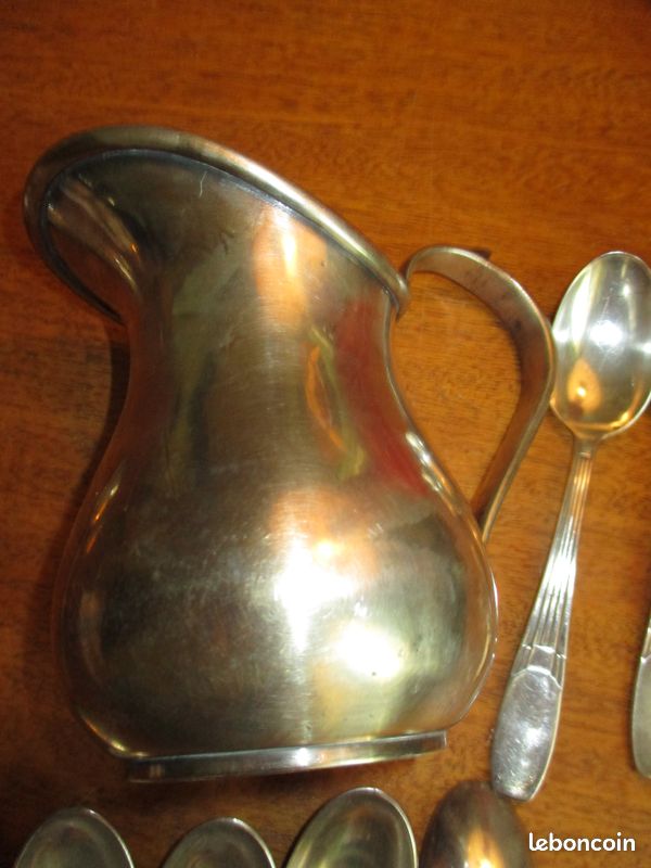 Pot a lait + 9 petites cuilleres metal argenté (image 2)