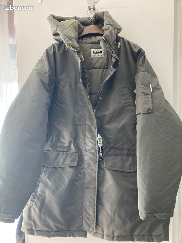 Parka oversize à capuche kaki ALENAWRS SCHOTT (image 1)