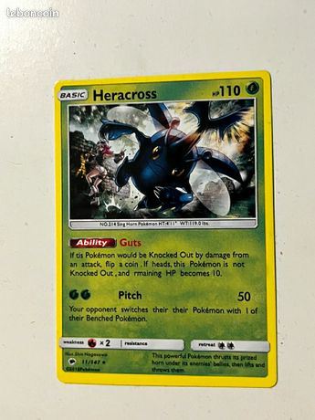 Carte pokemon Heracross HP 110 comme neuve - Collection