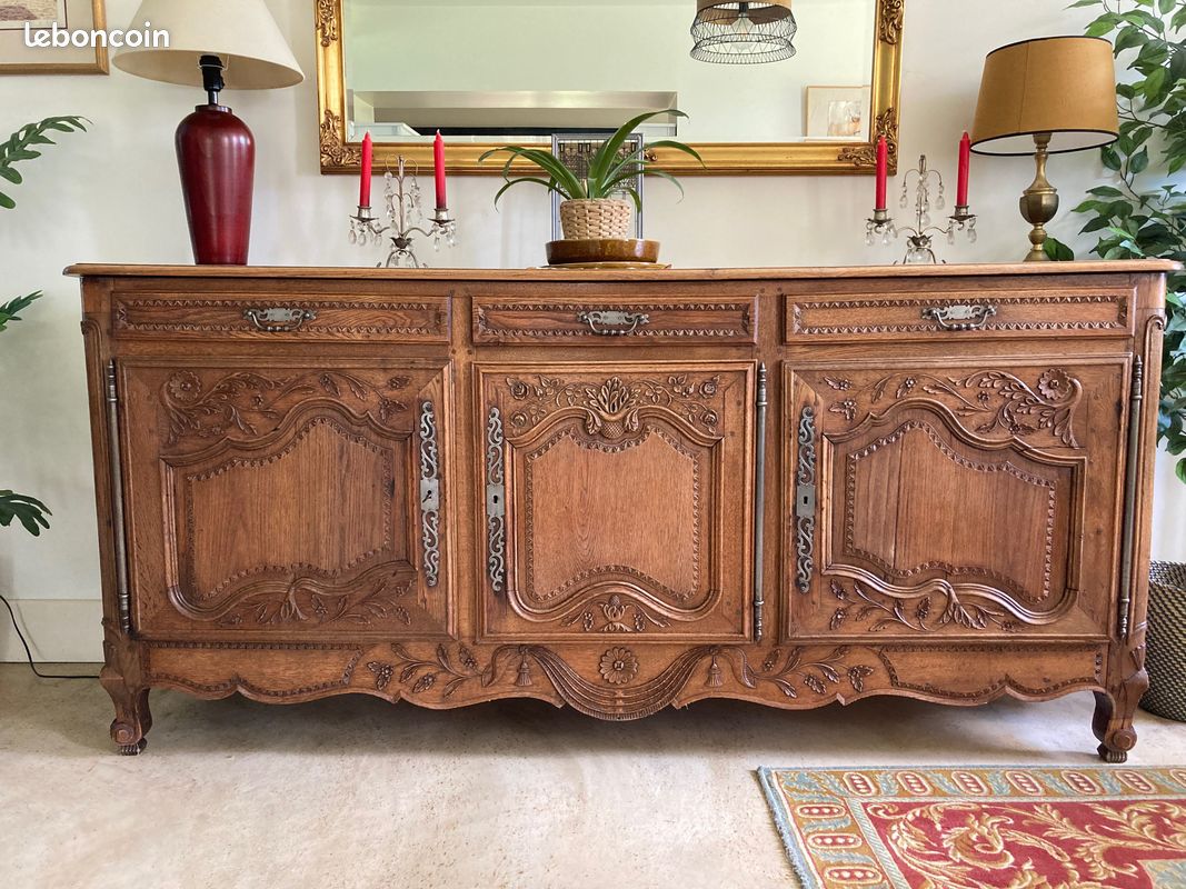 Buffet-enfilade ancien en chêne massif, 3 portes (image 3)