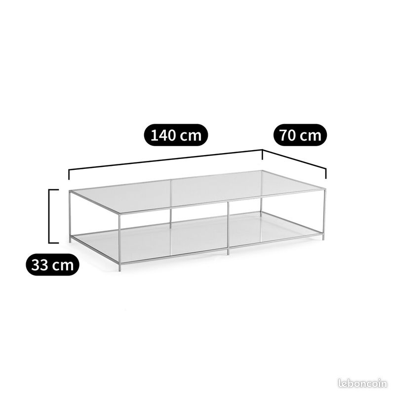 Table basse rectangulaire verre trempé AMPM (image 3)