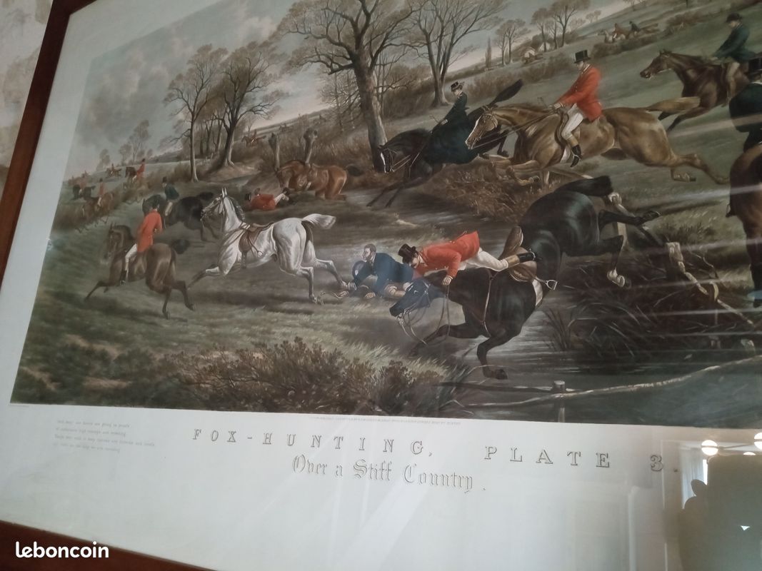 Large gravure de chasse anglaise (image 1)