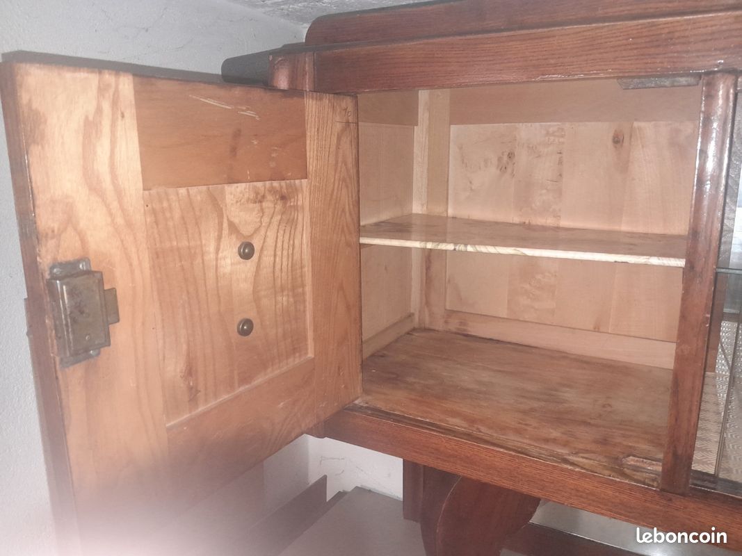 Ancien buffet de cuisine en 2 parties et plateau marbre (image 4)