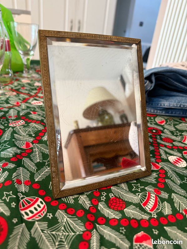 Ancien miroir biseauté encadrement laiton (image 2)