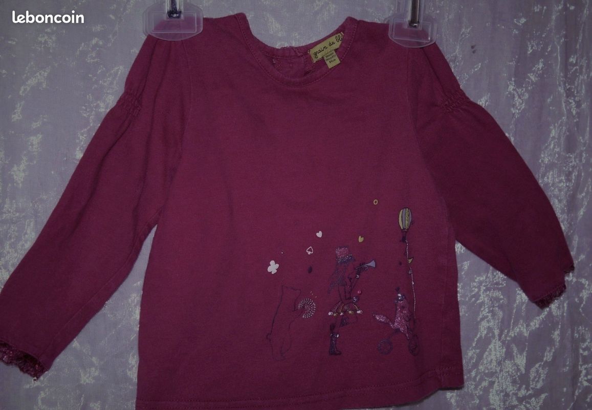 Lot 3 pull tee shirt manches longues pull fille 18 mois (image 2)