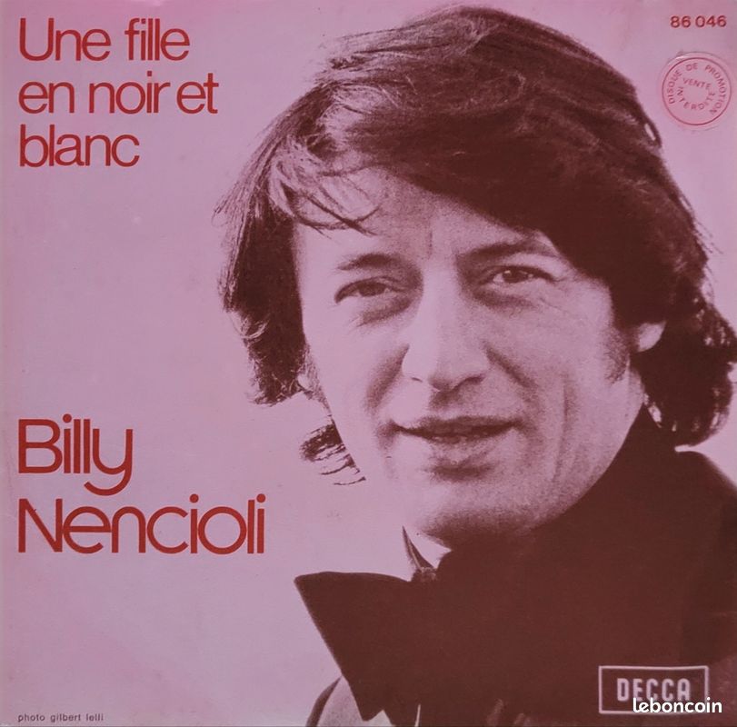 45 tours Billy Nencioli – Une fille en noir et blanc Decca 86.046 – 1965 – Très bon état (image 2)