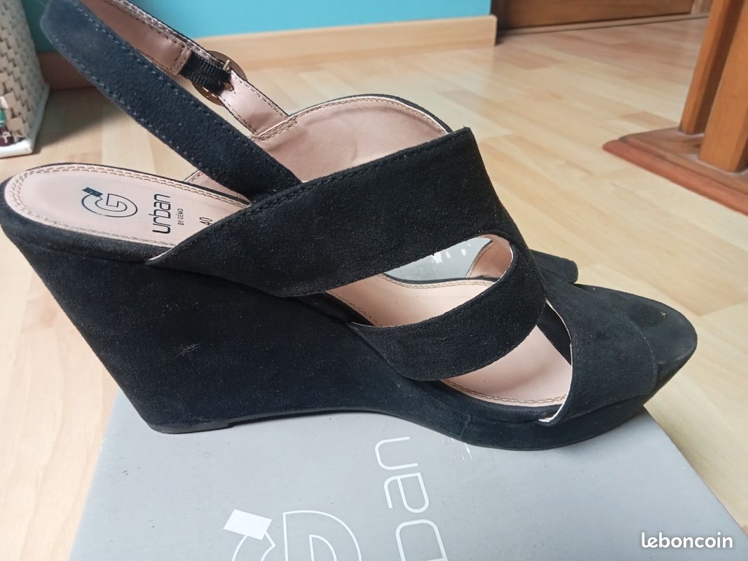 Talon Compensé Nue Pied Talon Nu Pied Talon Compensé Noir Chaussures