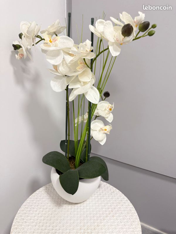 Orchidée artificielle blanche en pot - décoration (image 5)