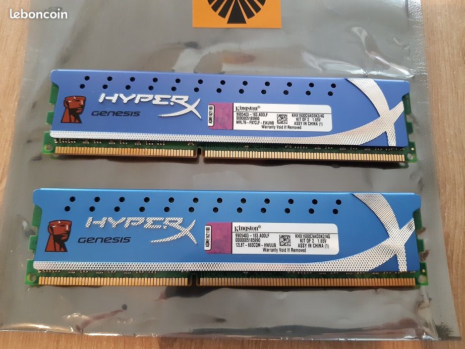 KIT 8Go RAM - 2x Kingston KHX1600C9AD3K2/4G Mémoire RAM DDR3 1600 4 Go HyperX Kit2 (image 2)