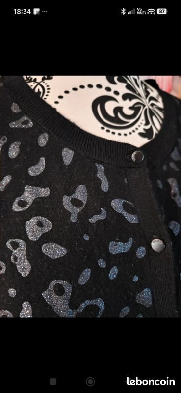 Cardigan noir léopard argenté Kookaï S (image 3)