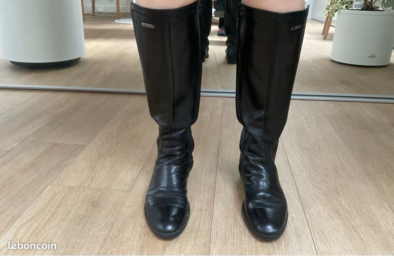 Bottes en cuir femme haute noire geox (image 7)