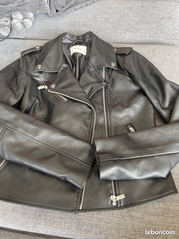Veste en cuir noire (image 1)