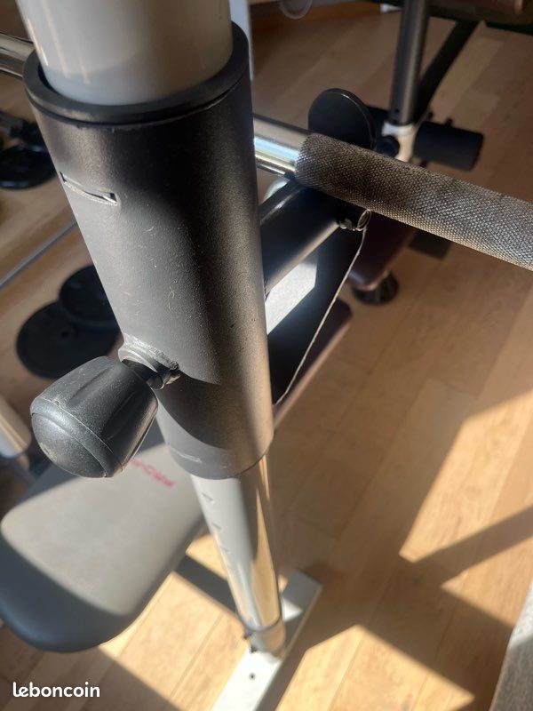 Lot complet musculation : Banc multi-exercices + Barre, Haltères & Poids (image 9)